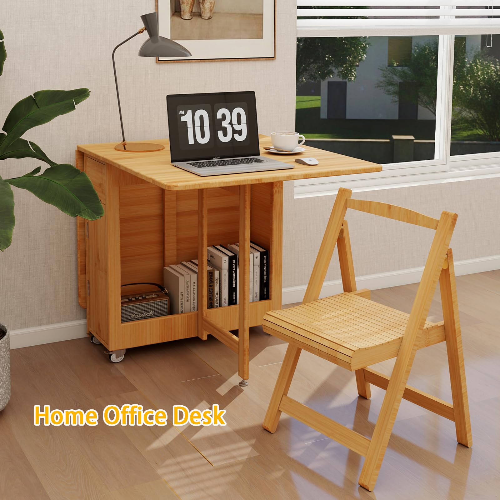Amazon.com - Folding Dining Table Set with 4 Chairs, Space-Saving